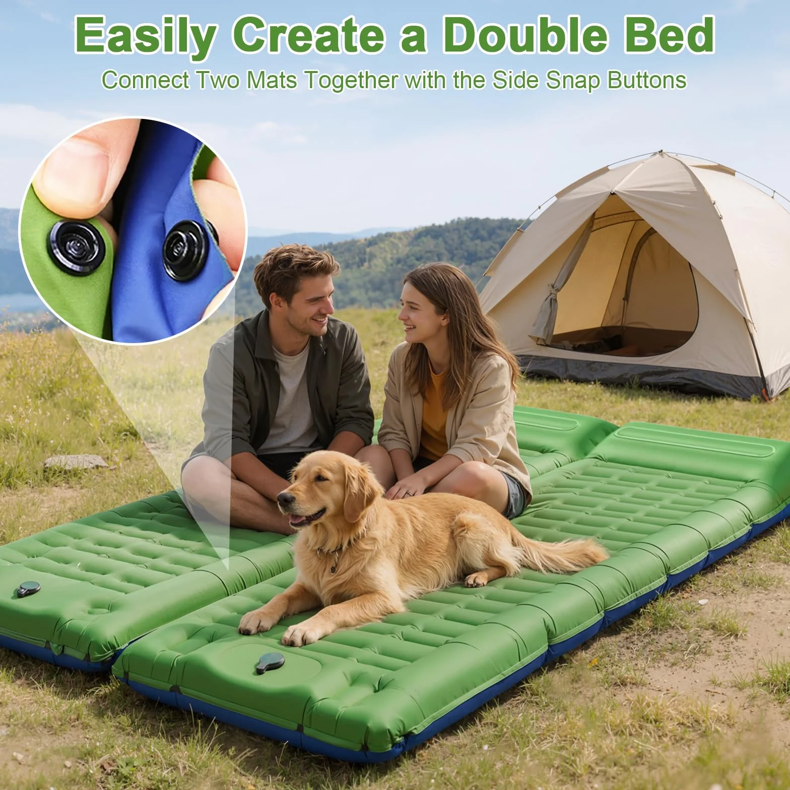 JATEKA Colchoneta Hinchable Ultraligero de 14 cm con Almohada para Camping, Viajes, Playa