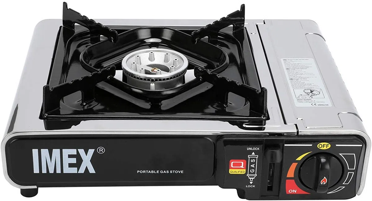 IMEX Camping GASKOCHER Set en maletín con 4 cartuchos de gas JY-500A