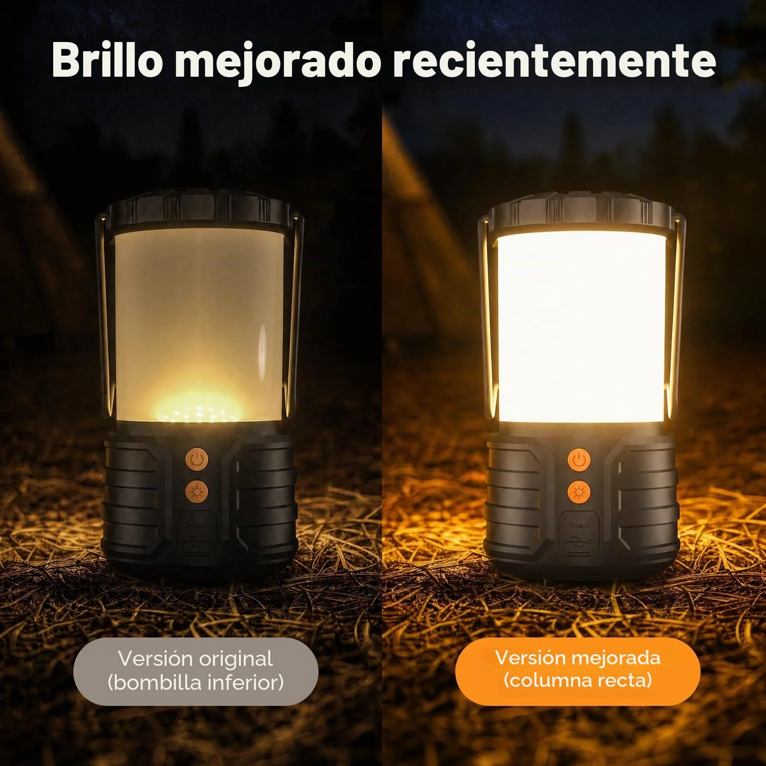 PopoIron Linternas de Camping LED 5000mAh Recargable IPX4 Paquete de 2