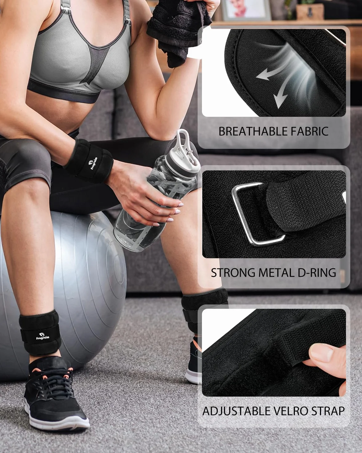 Fragraim Pesas para Tobillos, 1/2/3/4/5/6/10KG 1 Par de Pesas de Muñeca, Pierna y Brazo para Mujeres, Niños y Hombres, Cómodas y Suaves, Bailar, Correr, Caminar, Fitness, Entrenamiento