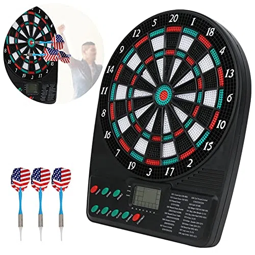 Diana Electronica Juego Dardos,Conjunto De Dardos Blandos De PP con Pantalla de Puntuación Digital LED,Diana Electrónica de Puntuación Automática para Familia Interior Y Exterior