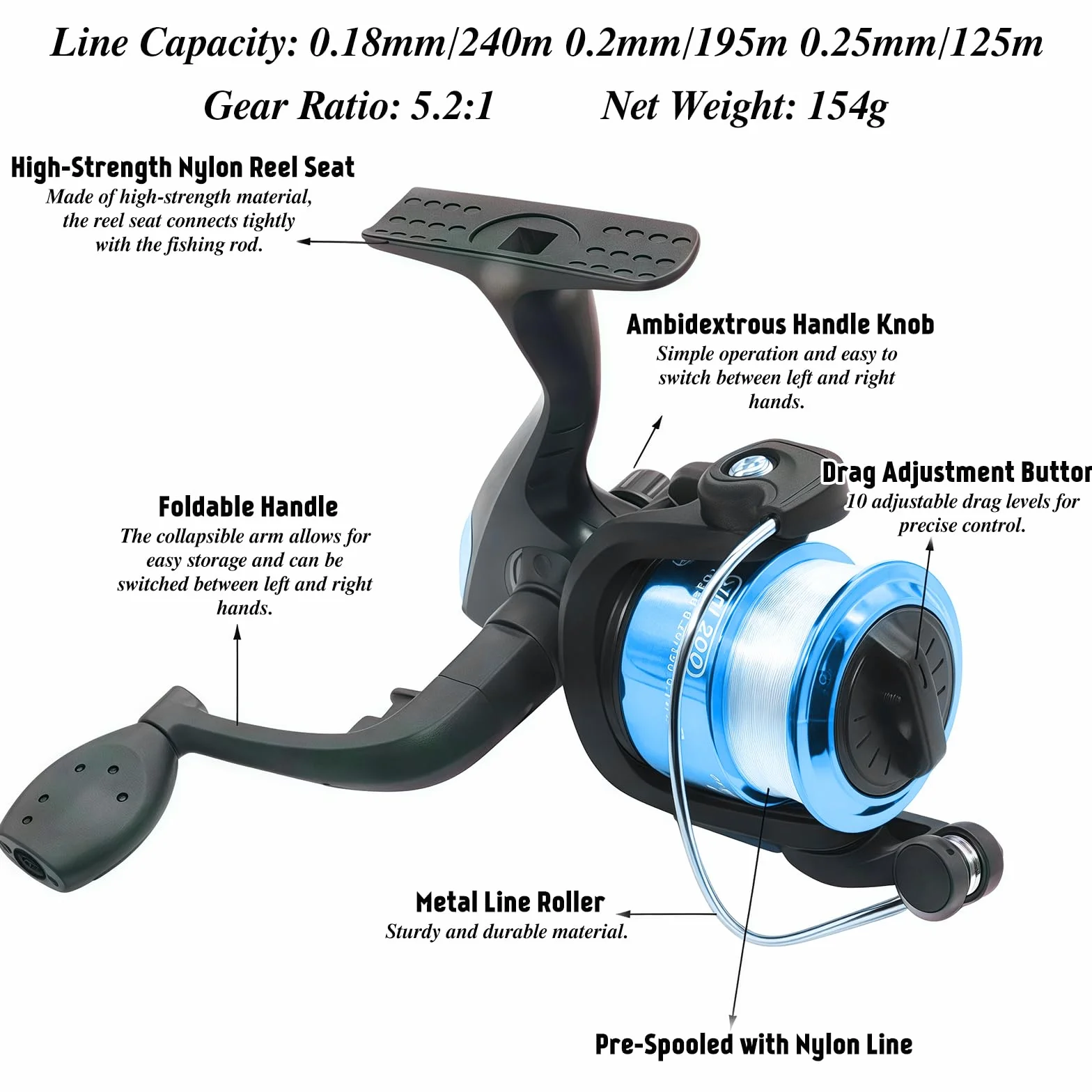 Juego de pesca completo para principiantes, para niños, 1,5 m, con carrete, caja de cebo azul, caña de pescar telescópica y bolsa de transporte, set de accesorios de pesca para principiantes