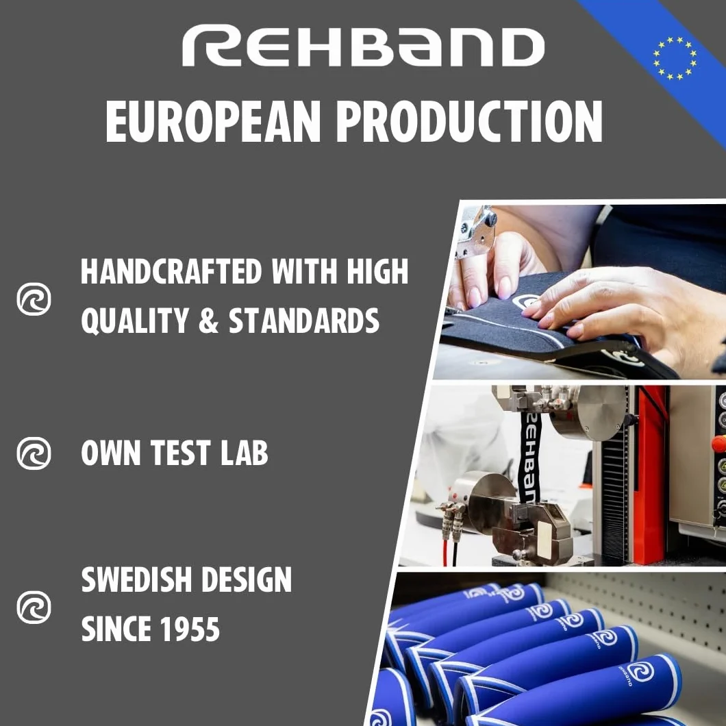 Rehband Classic V-Knee-Sleeve 7 mm para halterofilia, rodillera de powerlifting grado competición, manga de compresión para CrossFit, sentadillas y gimnasio, Color:Negro/Rojo - 1 Par, Talla:L