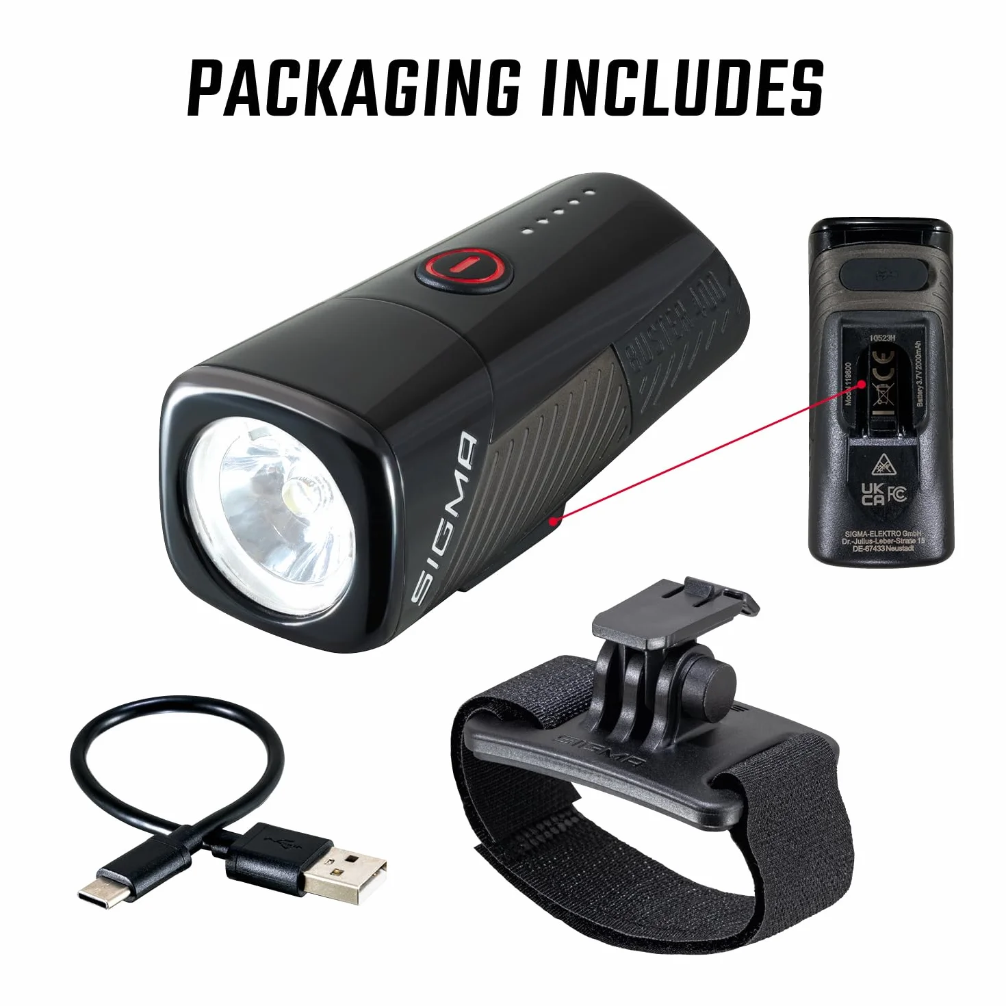 SIGMA Buster 400 HL | Luz de Casco con 400 lúmenes | Recargable con Cinco Modos de iluminación | con función Quick Release para una rápida fijación | Color Negro