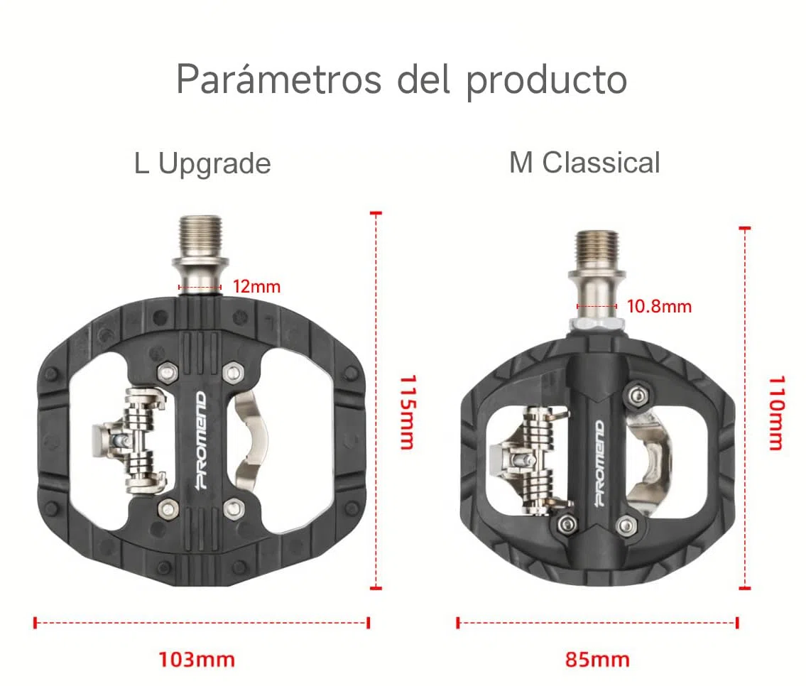 Pedales Mixtos MTB compatibles con Shimano SPD automáticos - Pedales Bicicleta con Calas, 3 Rodamientos Sellados, Ligera Aleación de Aluminio, para Montaña Carretera BMX, Eje 9/16"