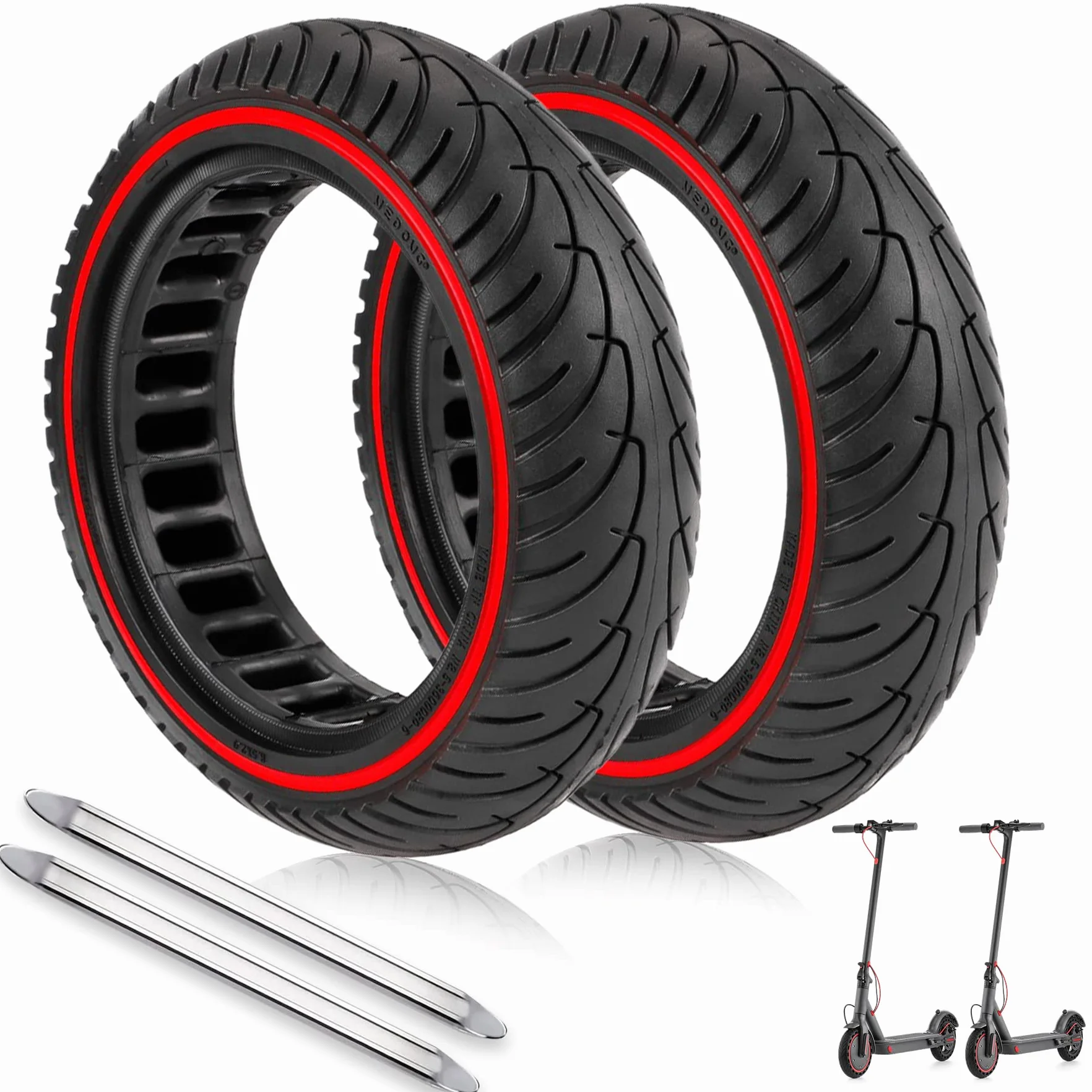 Ruedas Macizas para Patinete Eléctrico 8.5 Pulgadas Compatible con Xiaomi M365 1S Pro 2 Cecotec Serie A Antipinchazos