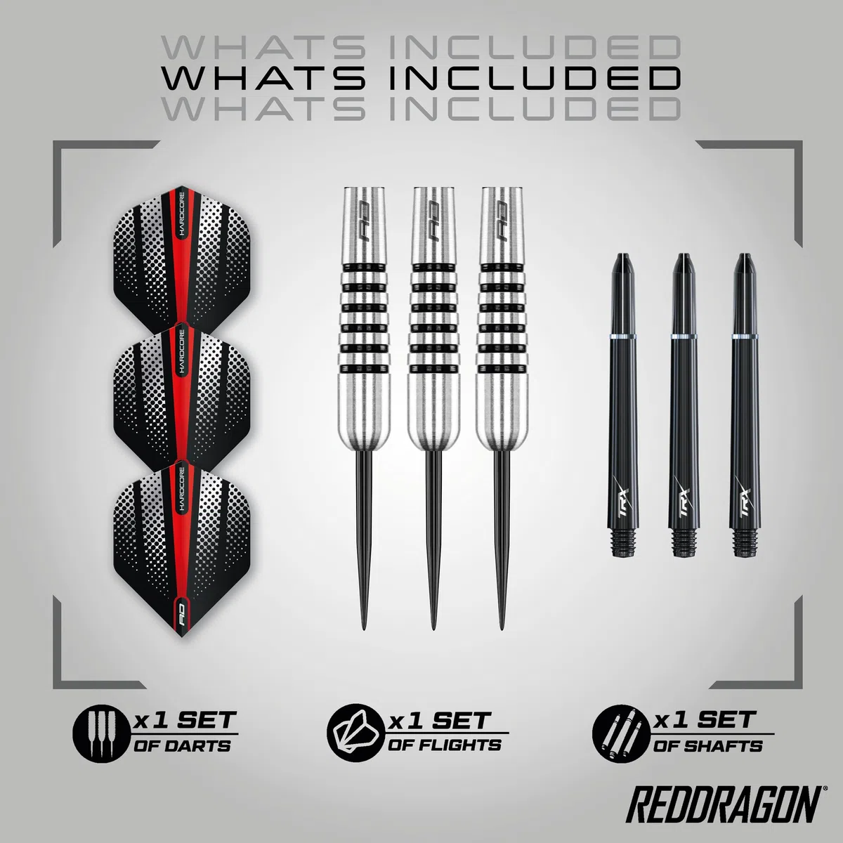 RED DRAGON Torpedo: 28g Flightmaster - 80% Dardos de Tungsteno de Punta de Acero con Plumas y Eje de Dardos