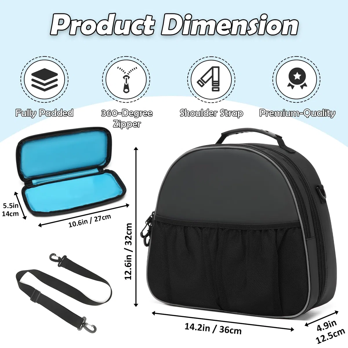 Bolsa táctica para reguladores y reguladores de buceo, bolsa acolchada para esnórquel con correa para el hombro (negro impermeable)