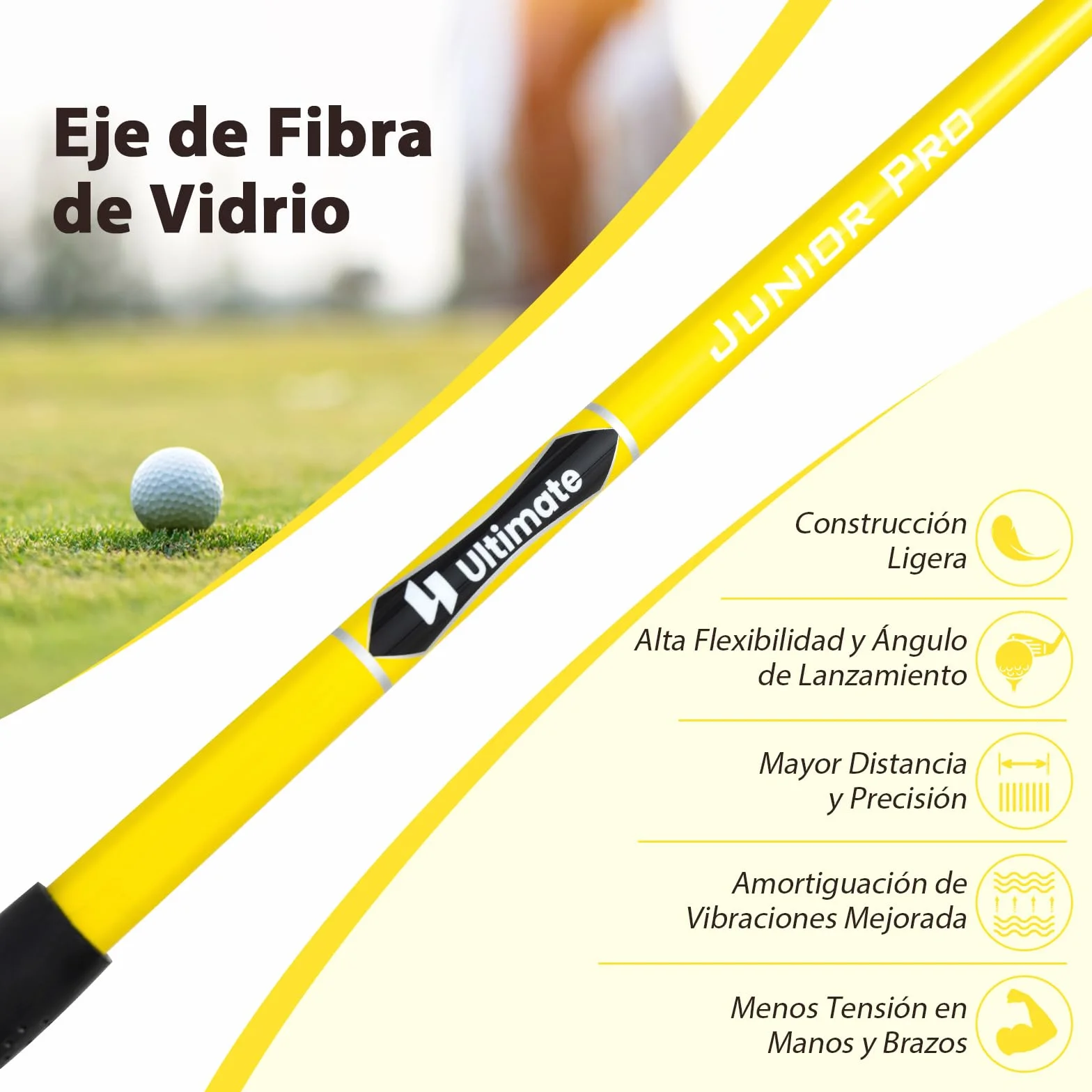 GYMAX Palo de Golf de Madera de Fairway Junior #3, Palo de Golf Infantil con Eje de Fibra de Vidrio y Funda de Espuma, con Agarre de Espuma para Niños de 8-10 Años, Mano Derecha, 34”