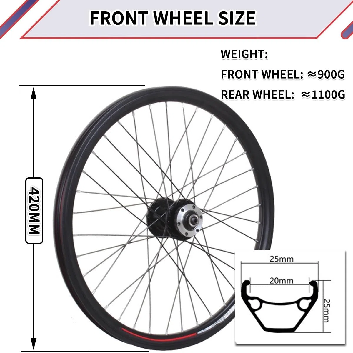 Ruedas de Bicicleta de montaña de 20 Pulgadas, Frenos de Disco, velocidades Variables, bujes de Cassette HG de 36 Orificios, Llantas de aleación de Aluminio de Doble Capa, 100 mm d