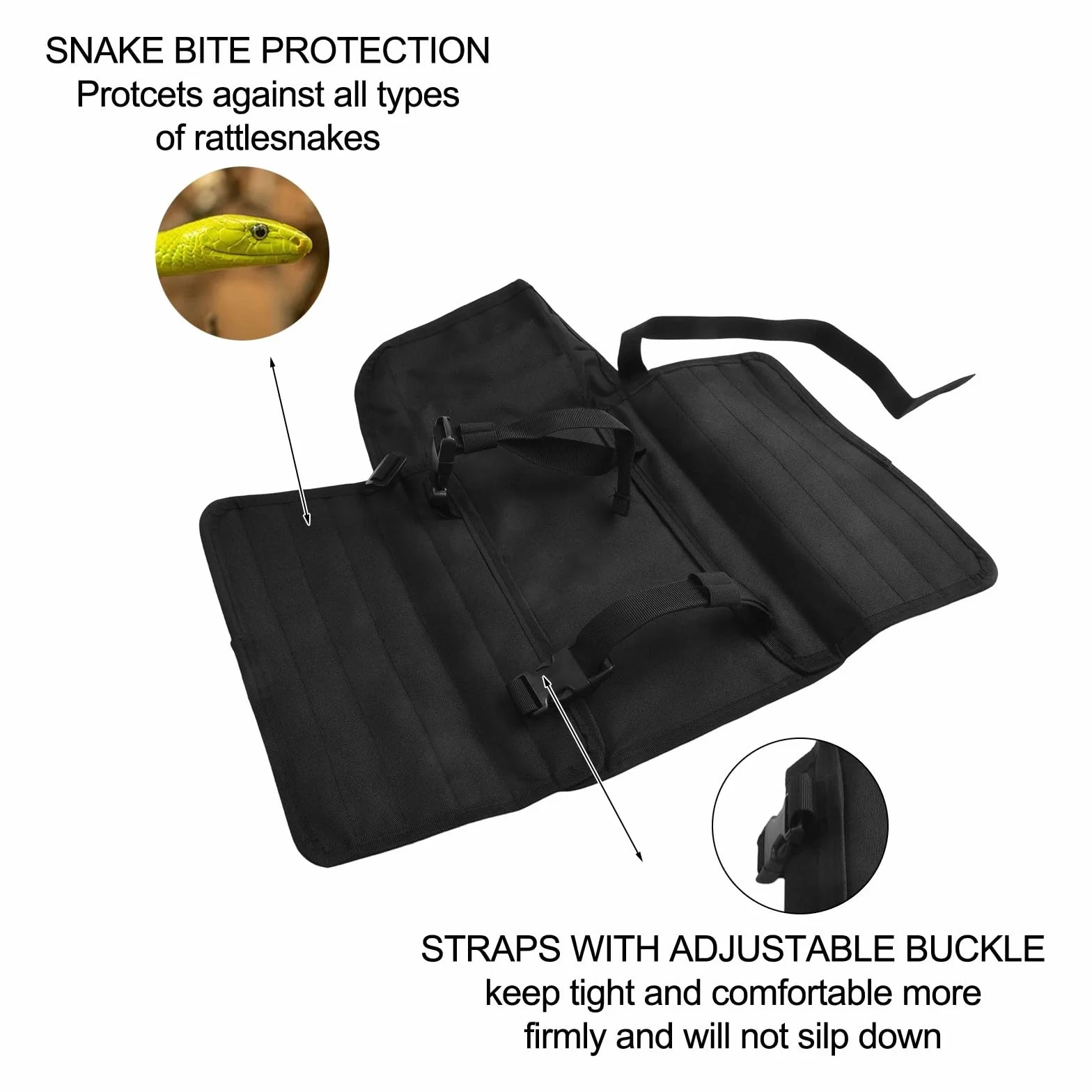 Polainas de serpiente impermeables Oxford para caza, senderismo, trabajo granja (negro)