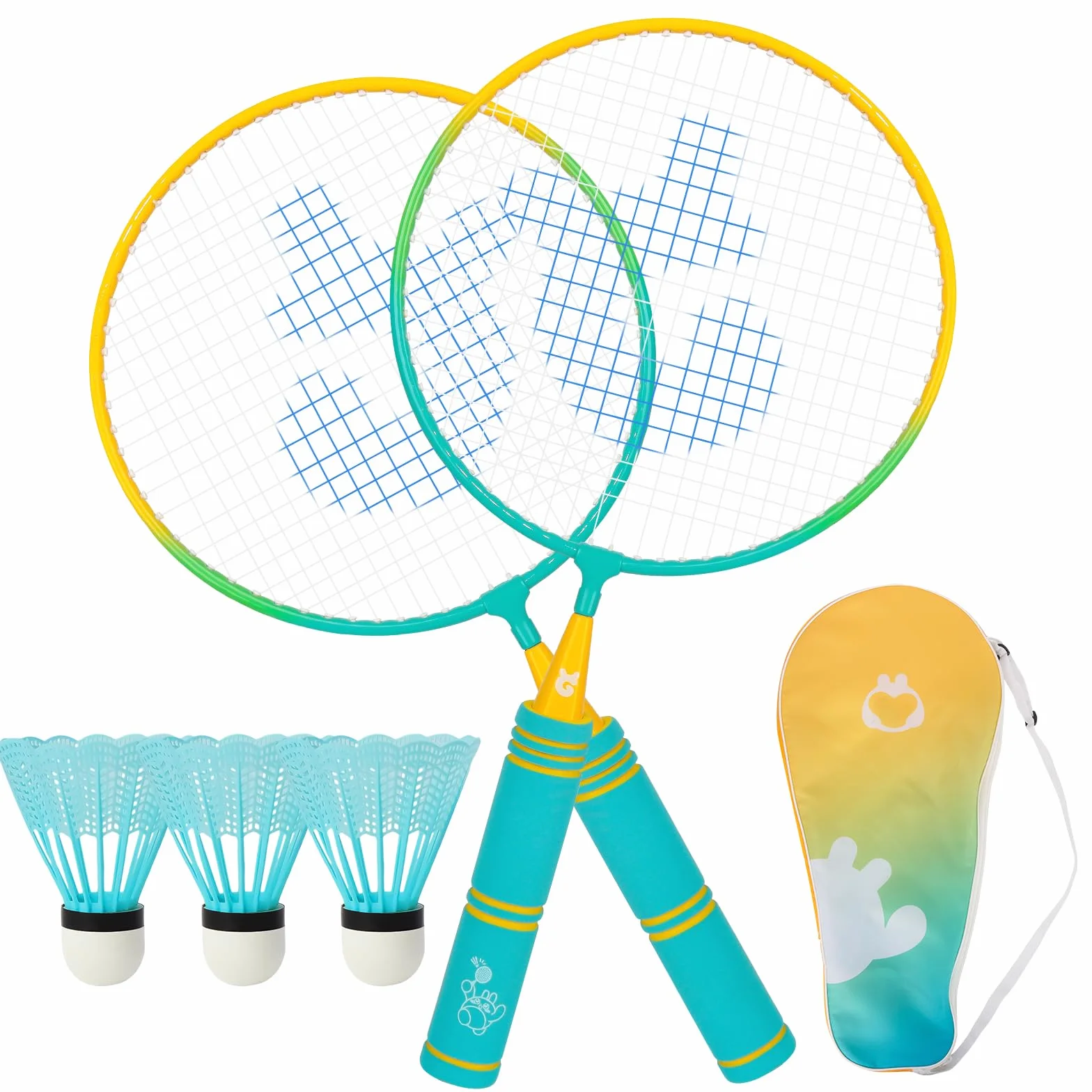 Juego de Raquetas de Bádminton para Niños 3-8 Años, 1 Par Ligeras Set con Bolsa de Transporte