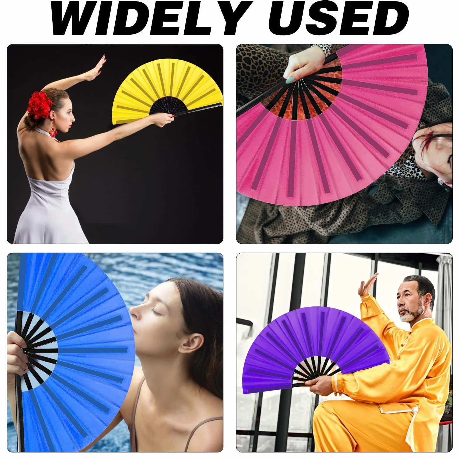 Abanicos de mano plegables a granel, 10 unidades, clásicos, decorativos, para baile, bodas y fiestas