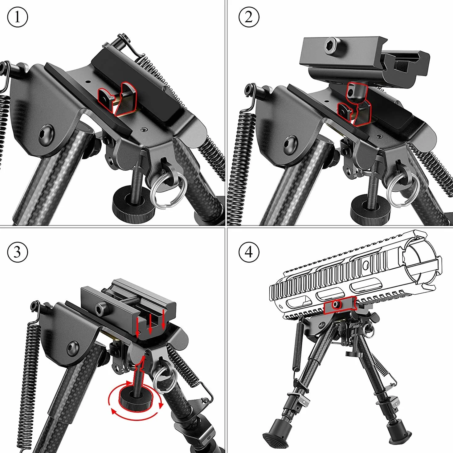 Feyachi Bípode de Rifle Fibra de Carbono 6"- 9" Extensible con Adaptador Picatinny, Bípode de Carbono para Caza
