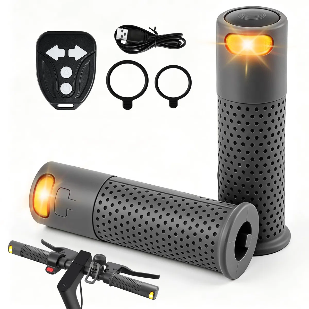 Intermitentes para Patinete Eléctrico con Luz en el Manillar, Compatible con Manillares de 16 a 22.5 mm, Luces de Advertencia para Xiaomi M365/ Ninebot MAX G30/ G30D, Accesorios para Patinete