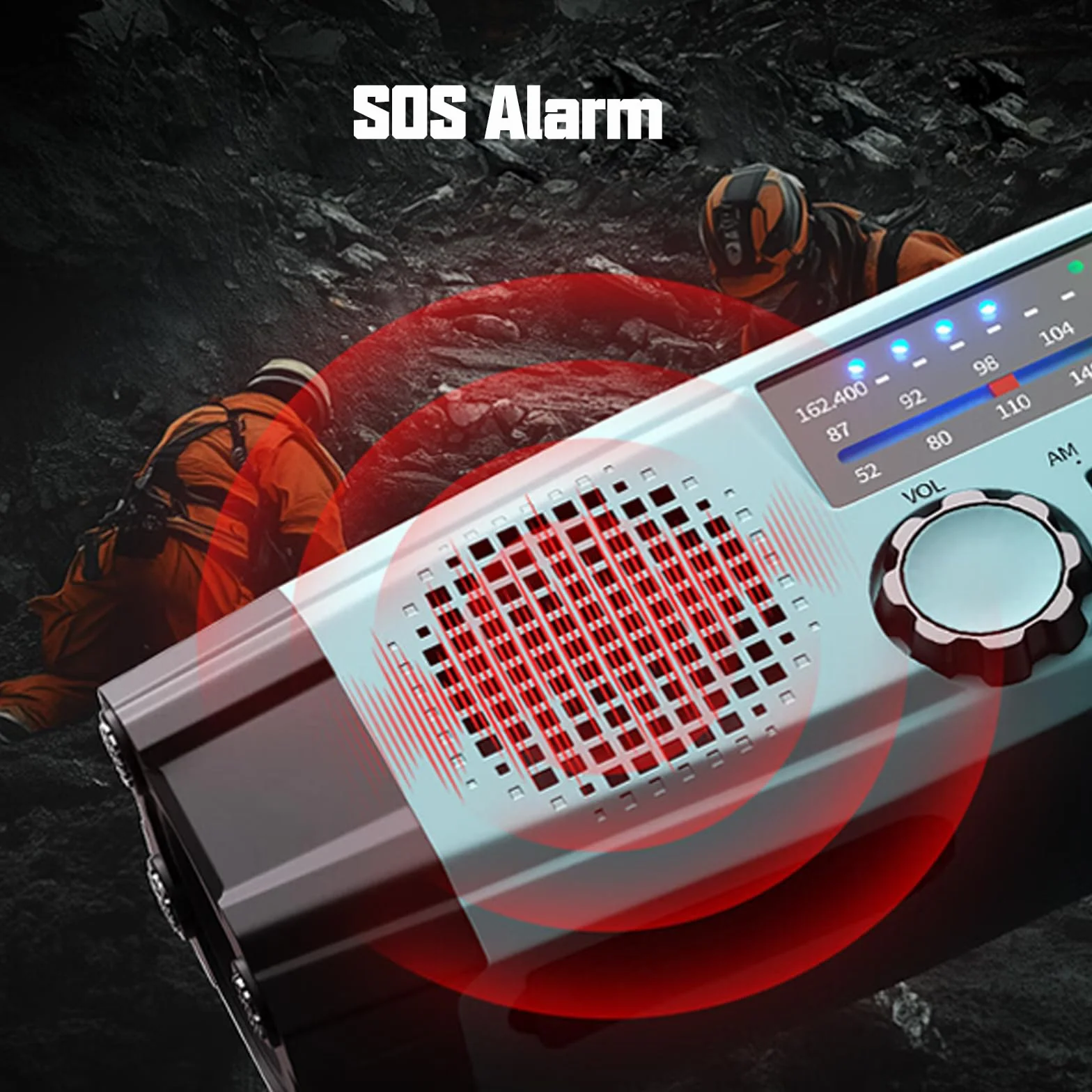 Radio de Emergencia Portátil, FM/Am Emergency Radio con Solar Recargable y Dinamo con Manivela con Linterna LED 2000mAh Powerbank SOS Alarma USB para Camping al Aire Libre