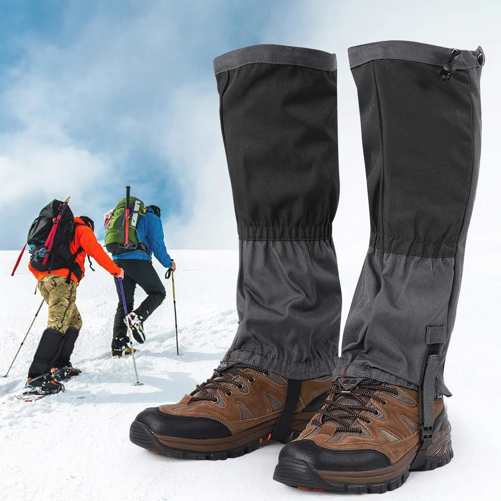 Polainas para Piernas de Nieve, 1 Par de Polainas Impermeables de Tela Oxford para Exteriores, a Prueba de Viento, para Senderismo, para Raquetas de Nieve, Escalada, Esquí, Motociclismo(Negro)