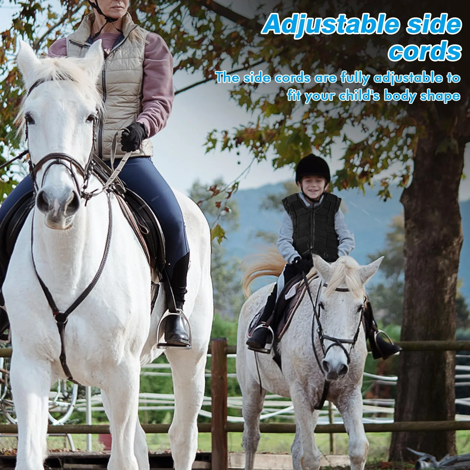 Protector Corporal para Montar A Caballo,Chaleco De Seguridad para Entrenamiento De Equitación Protector Negro Acrílico,Chaleco De Equitación Cómodo para Niños, Niñas Y Niños(CL)