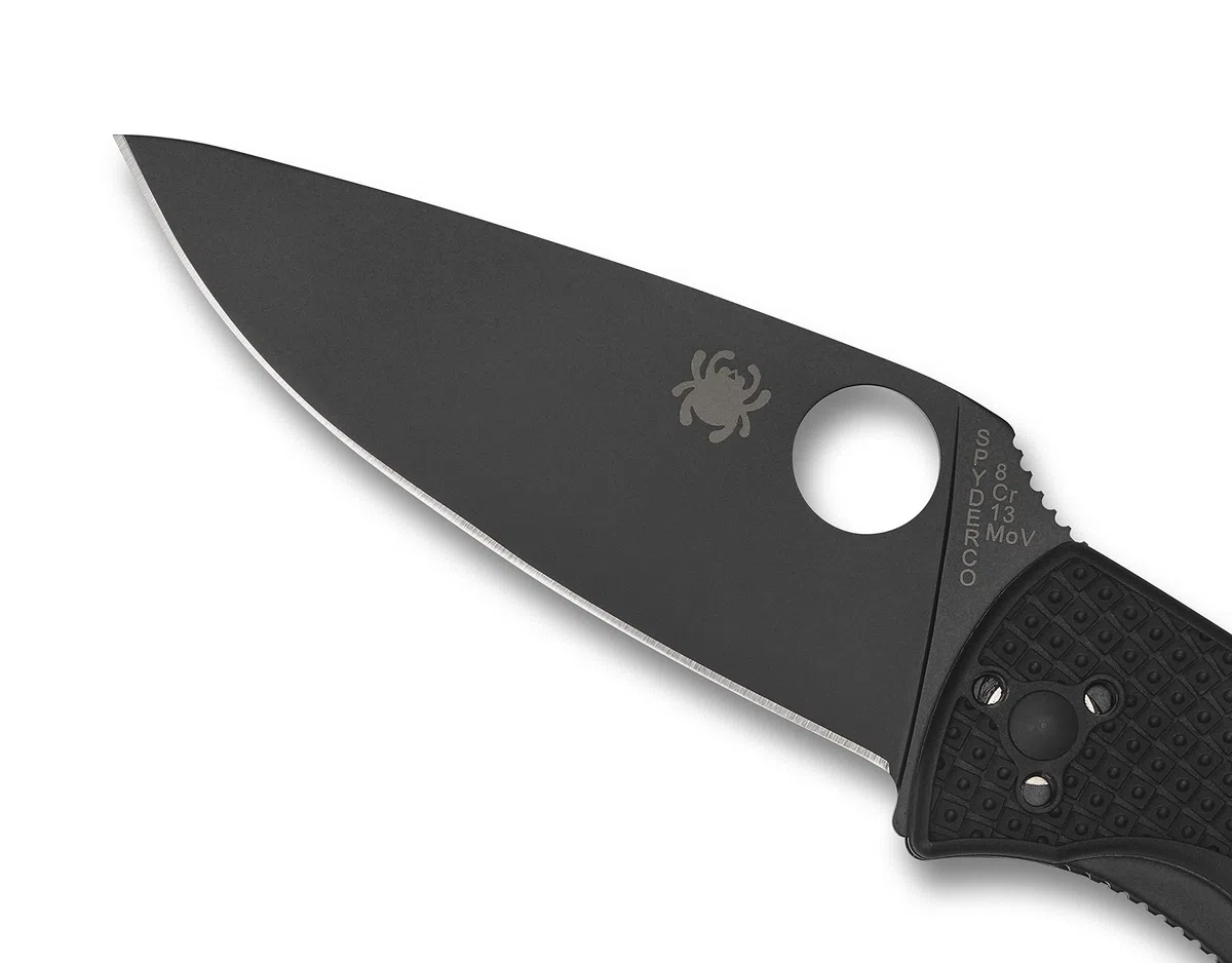 Spyderco - Tenacious, hoja negra - Mango: FRN negro_Filo: Liso