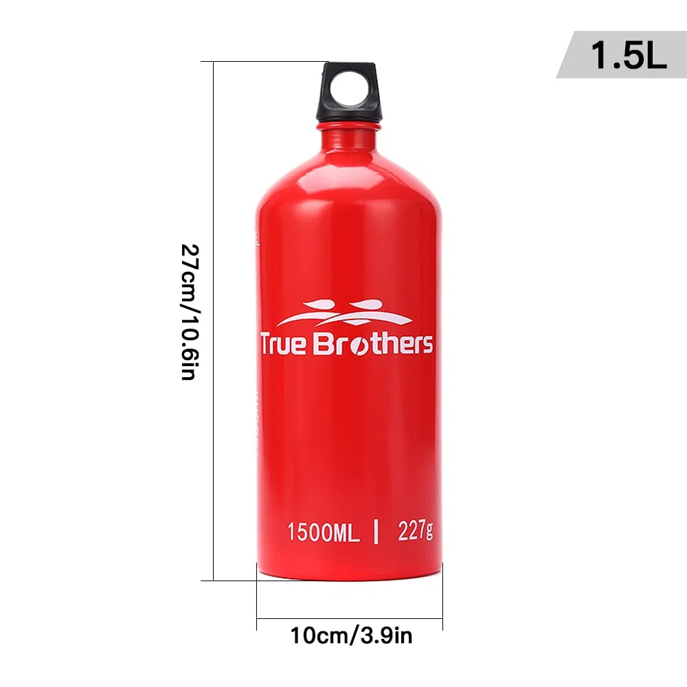 Botella de combustible de aceite de aluminio de 1,5 l, contenedor de aceite de Gas líquido y Alcohol para acampar, senderismo, mochilero