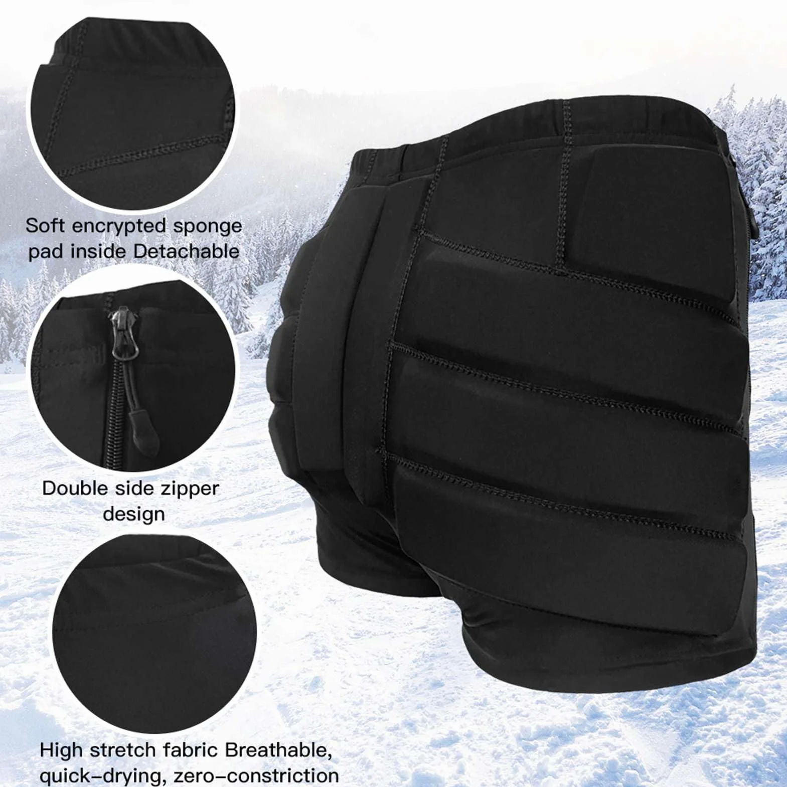Almohadilla para patinar, acolchado grueso protección de la cadera pantalones cortos niños almohadilla trasero patinaje protector de almohadilla de trasero