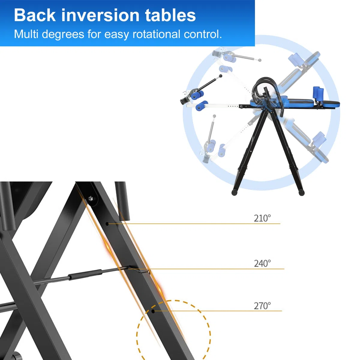 Tabla de Inversion Banco de Inversión Plegable con Inversión Total Mesa de inversión con 3 ángulos de inversión, estirador de Espalda para aliviar el Dolor, Carga máxima 150 kg