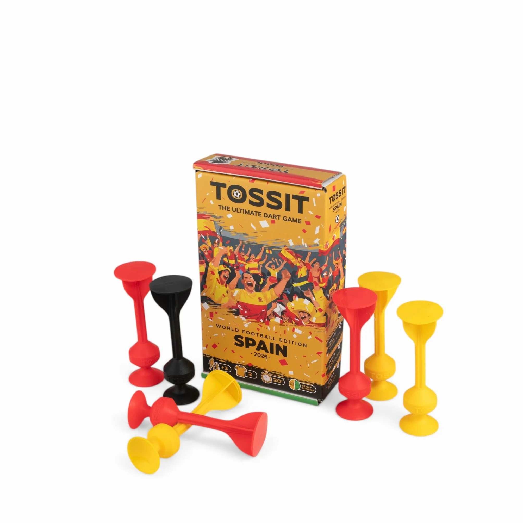 TOSSIT Juego de Dardos con Ventosa, Bocce Interior Exterior, Silicona Resistente, World Football Edition