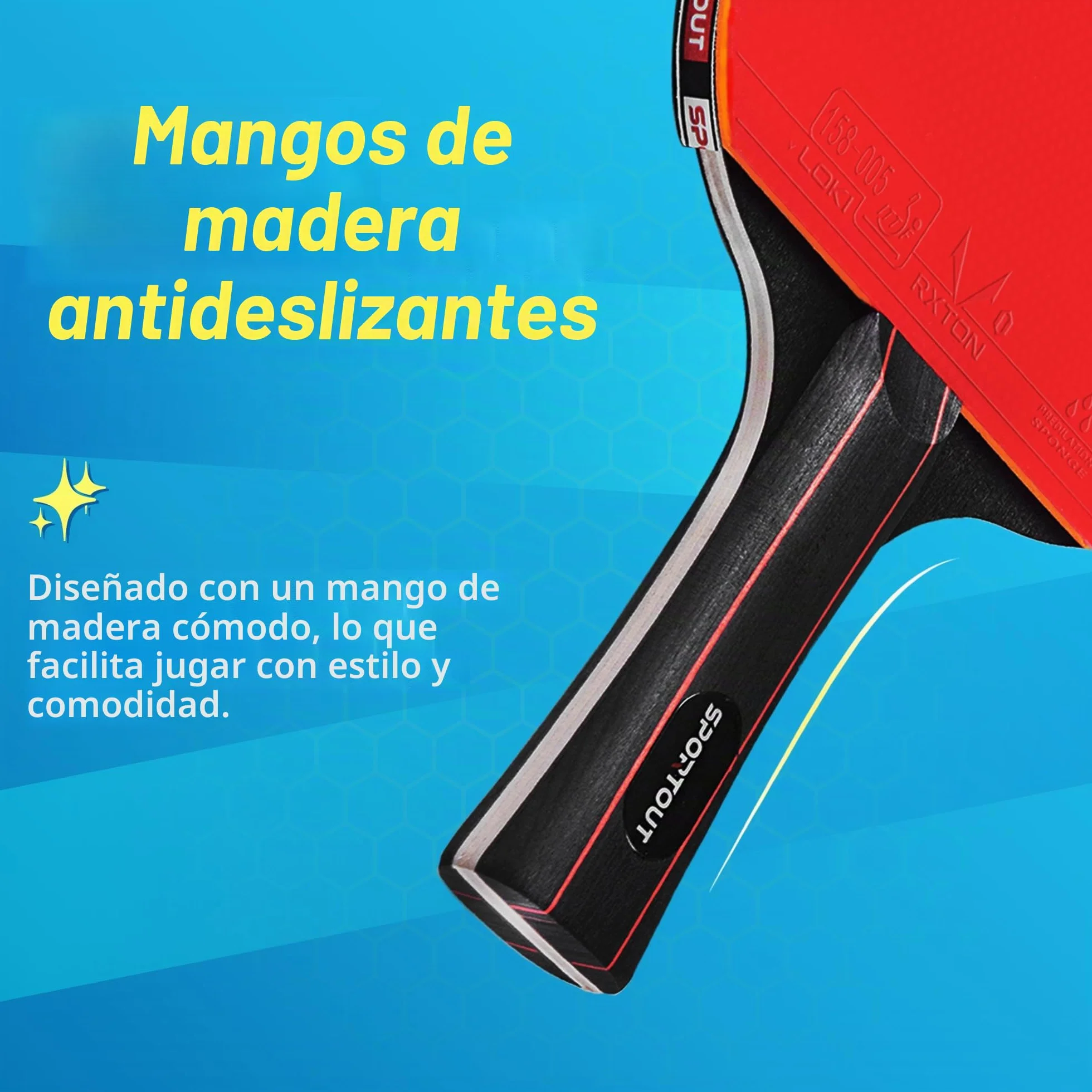 Palas de Ping Pong, Set de Alto Rendimiento - Palas de Tenis de Mesa, Pelotas de Ping Pong, Caja de Almacenamiento - Palas de Ping Pong - Mesa de Ping Pong Exterior, Interior (4 Bats)