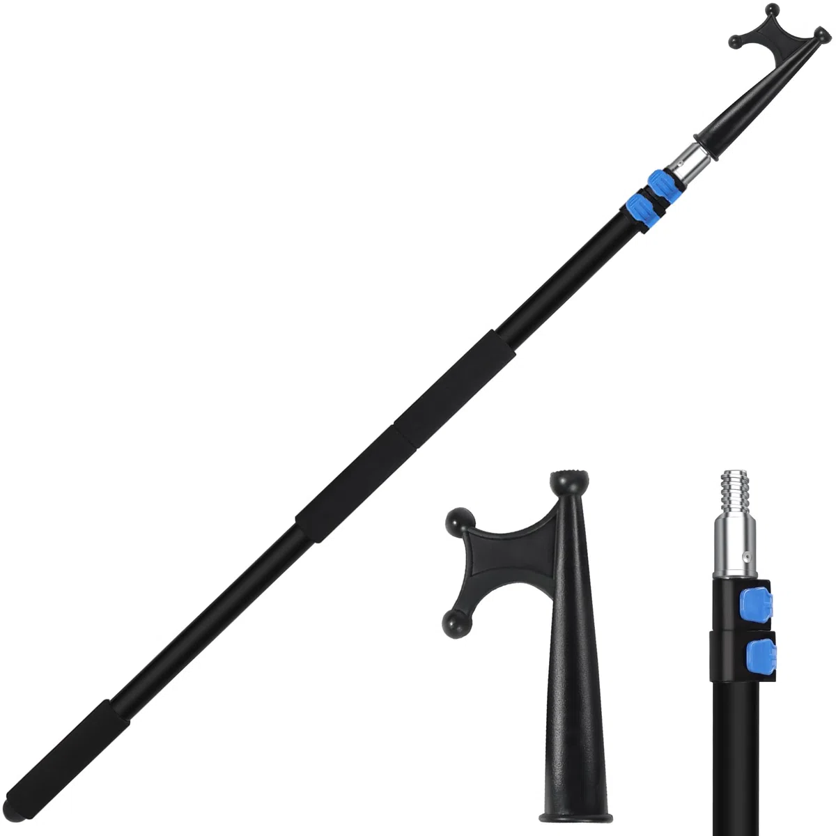 REDCAMP Gancho telescópico para barco, aluminio, extensible, multiusos, ligero, flotante, para barco, accesorios para barcos, 3,6 m, color negro
