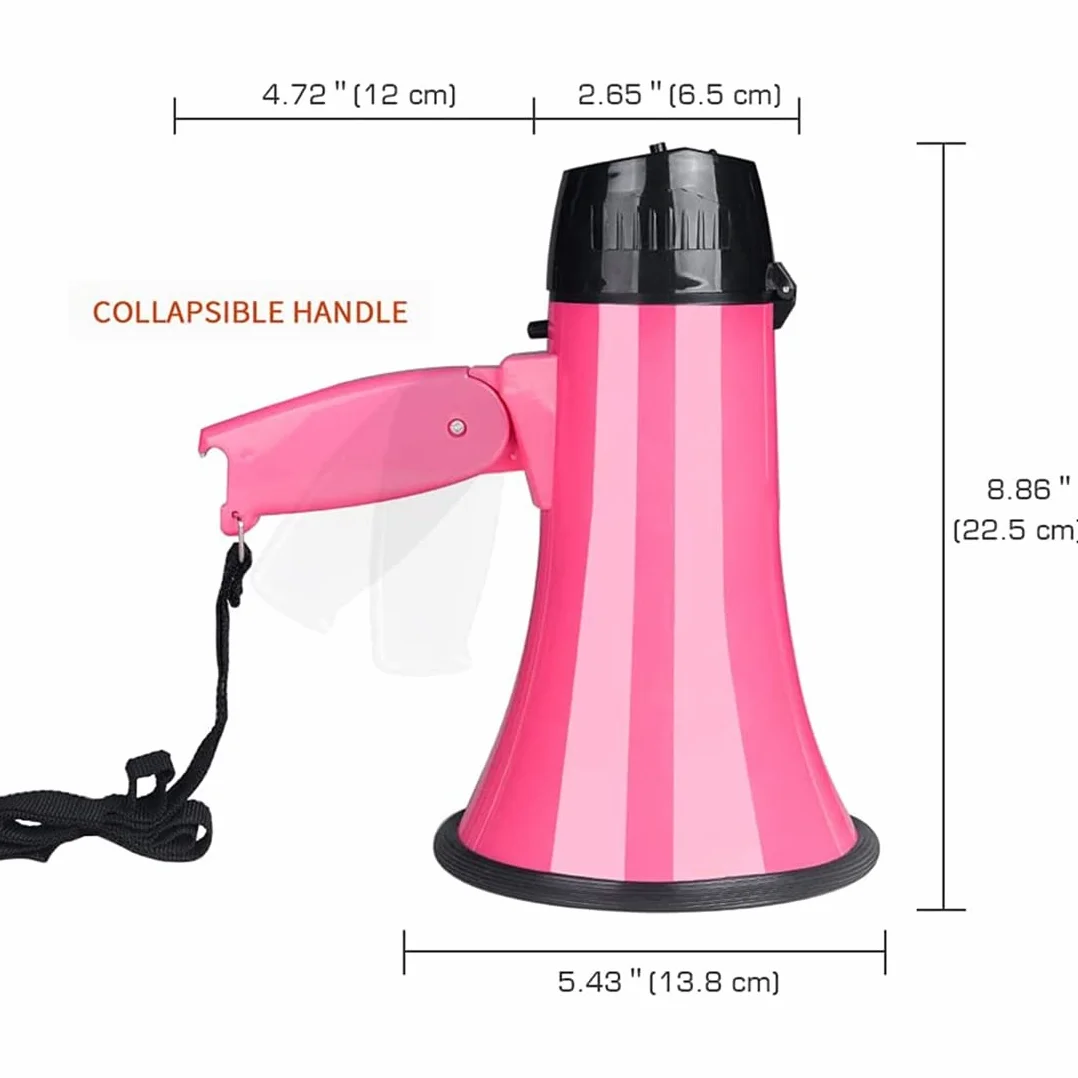 Altavoz PA Megáfono 25W con Grabadora de Voz Abrebotellas Rosa