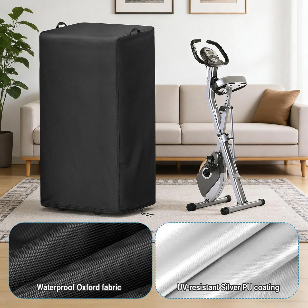 Onlyme Funda plegable para bicicleta estática, para uso doméstico, impermeable, a prueba de polvo, para bicicletas estáticas plegables, 51 x 65 x 142 cm
