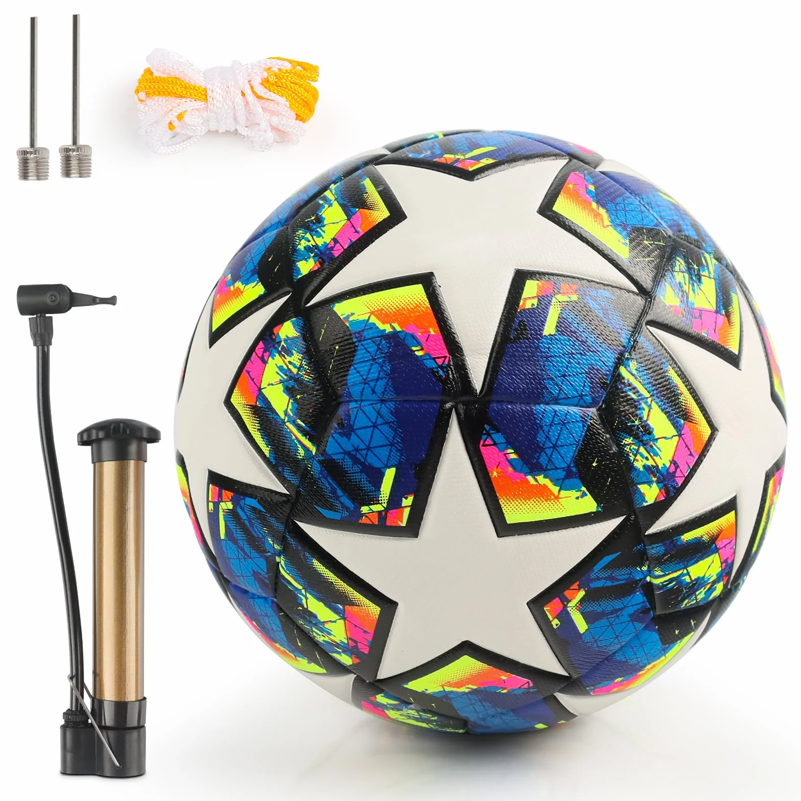 Balón de Fútbol Champions Tamaño 5 con Bomba, Agujas y Bolsa de Red