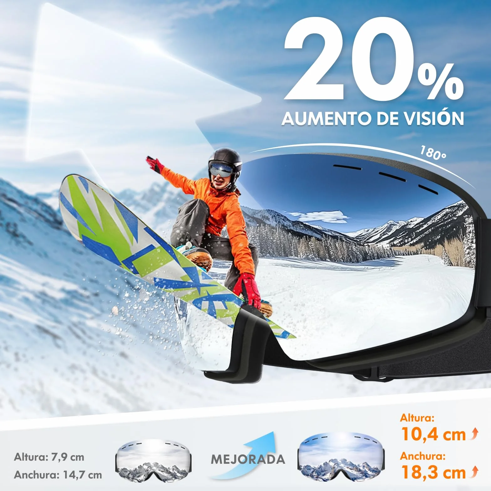 DADA-PRO Gafas de Esquí OTG Sin Marco con Protección UV 100%