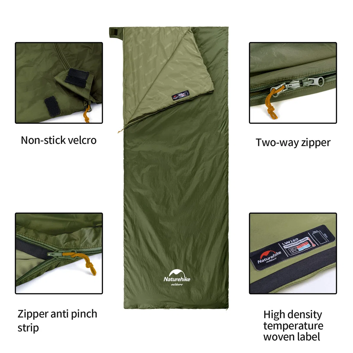 Naturehike - Saco de Dormir de Verano Ultraligero (760 g) - sobre Ligero y portátil, Bolsa de Dormir de 3 Estaciones, Impermeable, cómodo con Bolsa de compresión