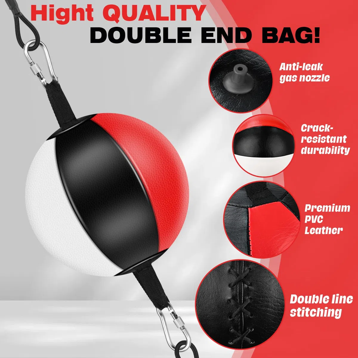 YORWHIN Saco de Boxeo de Doble Extremo para Puerta, sin Instalación en Pared, Set de Entrenamiento de Boxeo con Cuerdas Elásticas y Poste Extensible, Equipo de Entrenamiento en el Gimnasio en casa