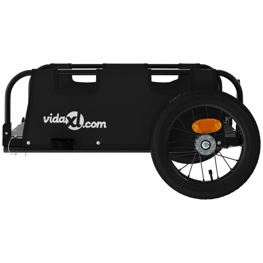 Remolque de bicicleta de tela Oxford negra y hierro con recubrimiento en polvo, 122 x 53 x 33 cm, plegable con reflector, acoplamiento y protección contra la lluvia para cargas, niños, perros