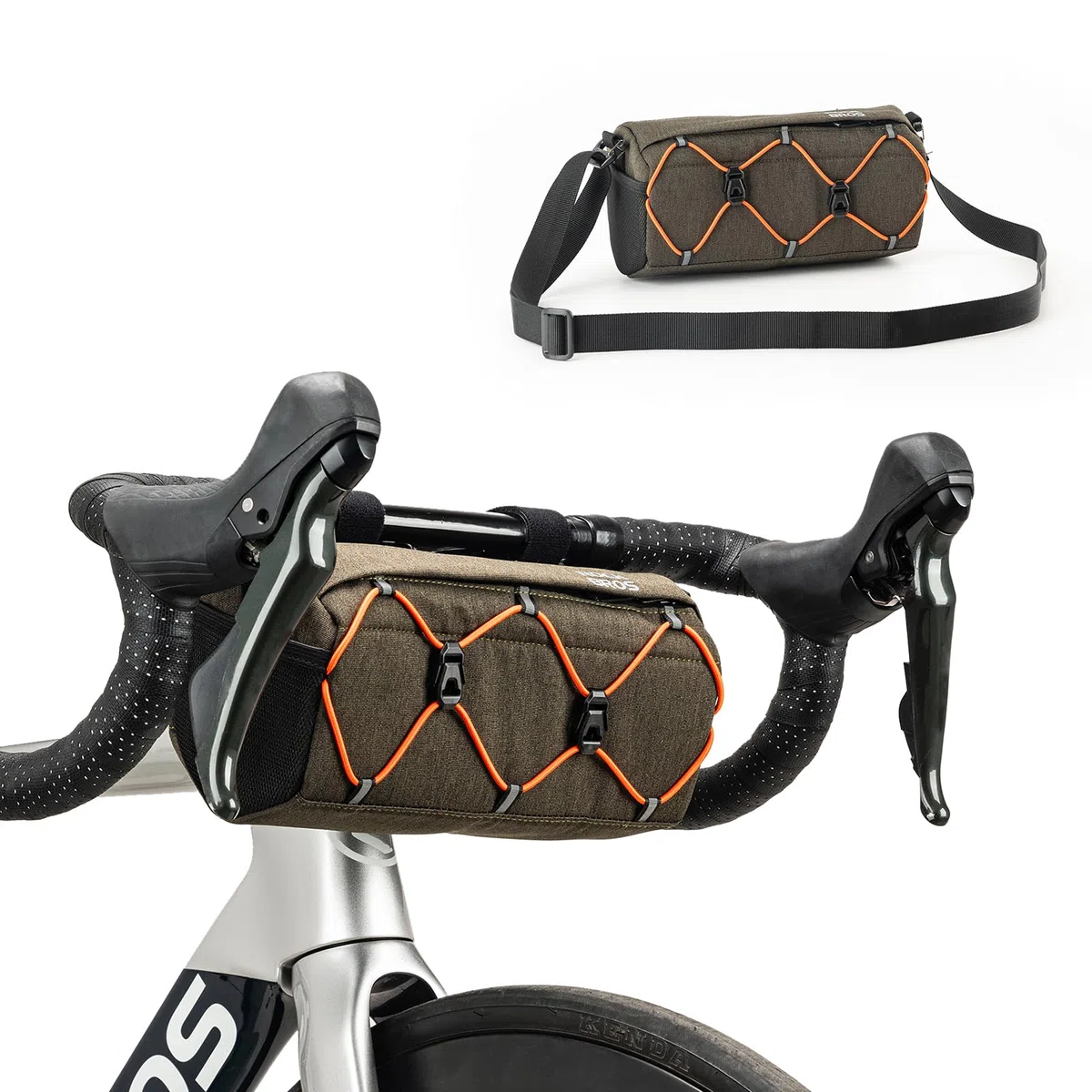 ROCKBROS Bolsa Manillar Bicicleta Repele el Agua, Mochila Delantera con Correa de Hombro Ajustable para MTB Bicicleta Carretera, 24 x 11 x 13cm Accesorio de Ciclismo