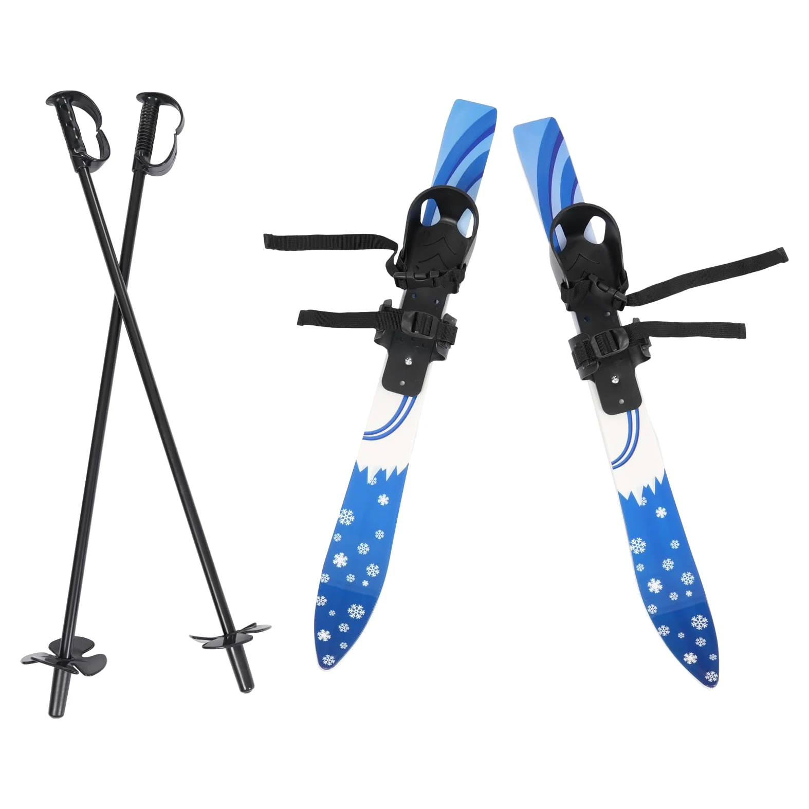 Little Short Ski - Tabla de esquí infantil con 2 bastones de esquí, esquís educativos de 68 cm, trabillas de fijación ajustables tamaños (20 – 30), para niños de 2 a 8 años