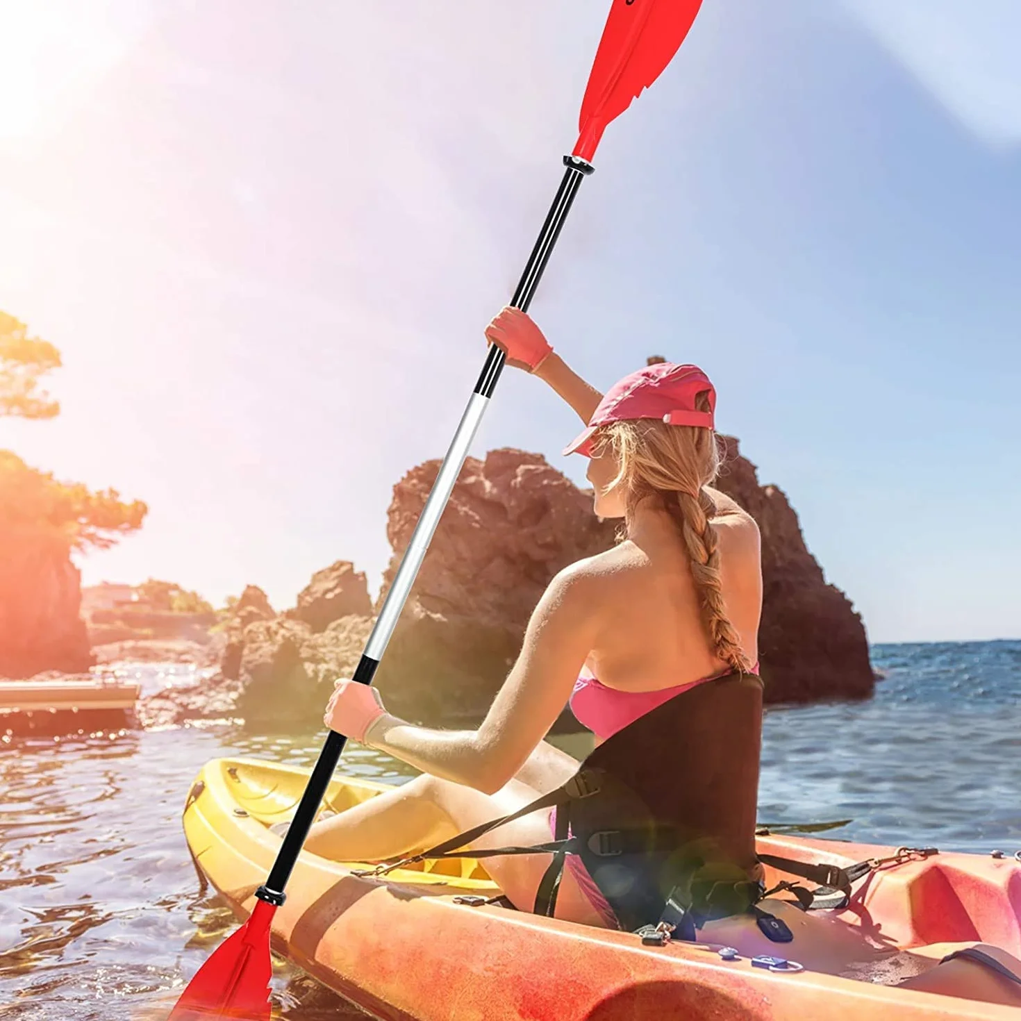 Overmont Remos Aluminio Doble Convertibles 1 3 Angulos Ajustables 222cm Sup Kayak Piragua