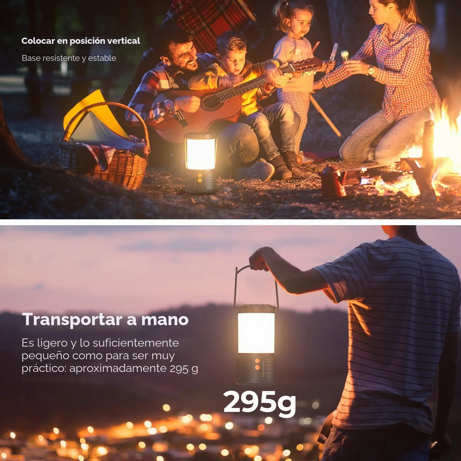 PopoIron Linternas de Camping LED 5000mAh Recargable IPX4 Paquete de 2