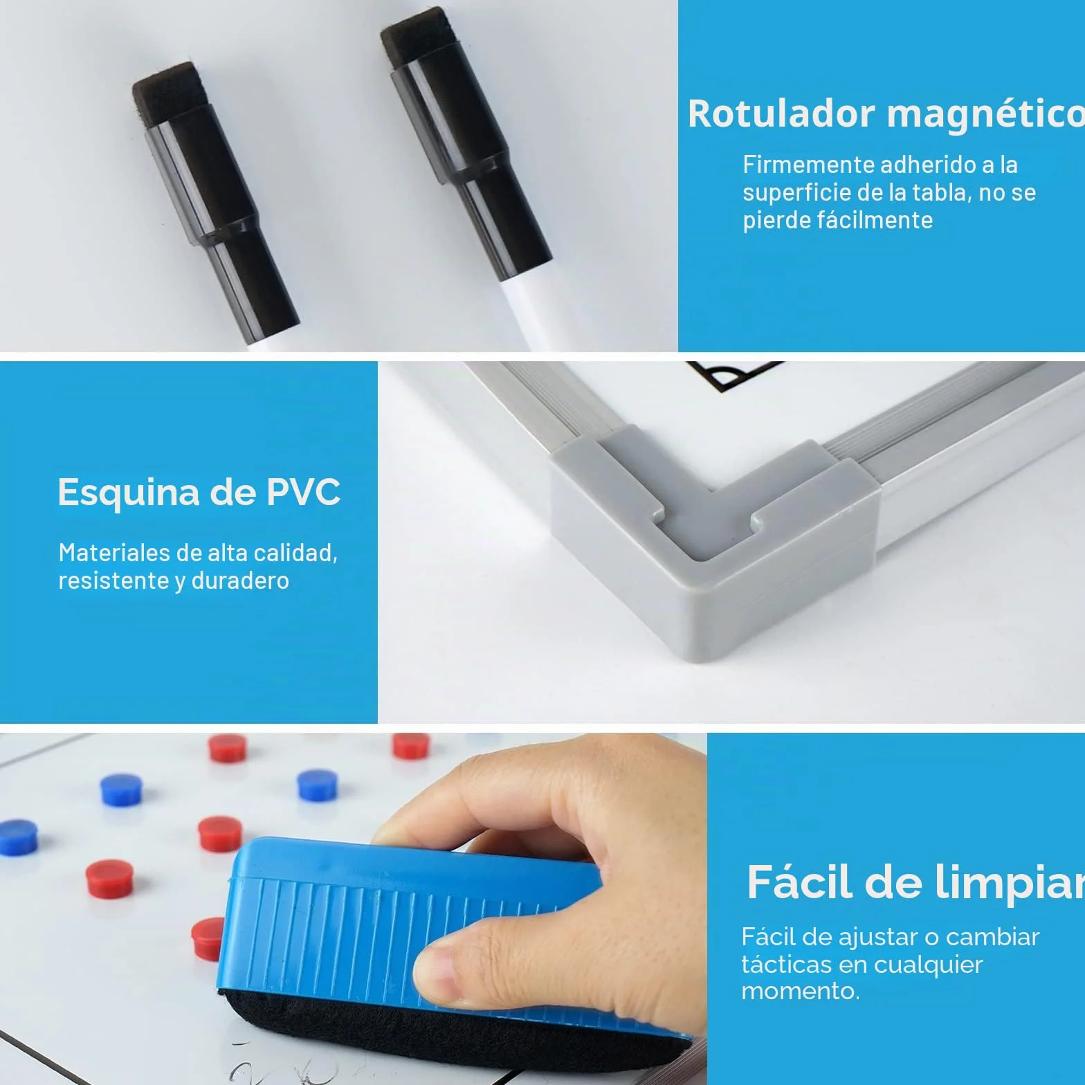 Pizarra Futbol Entrenador Magnética Plegable con Imanes y Borrador para Estrategia