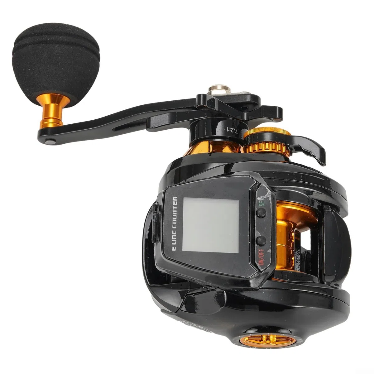 Carrete de pesca eléctrico con pantalla digital, carrete de cebo de pesca recargable, pantalla grande, contador de líneas preciso, alarma de mordida