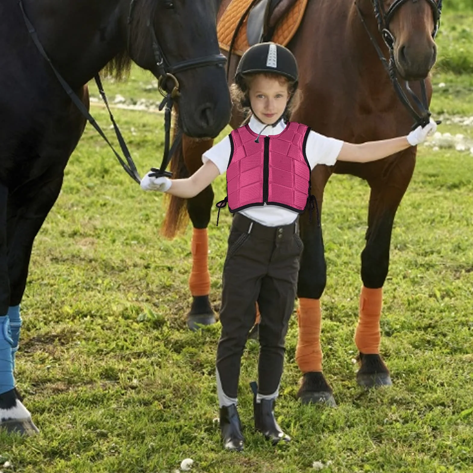 Chaleco ecuestre acolchado de espuma para niños, equipo de protección para equitación, color rosa