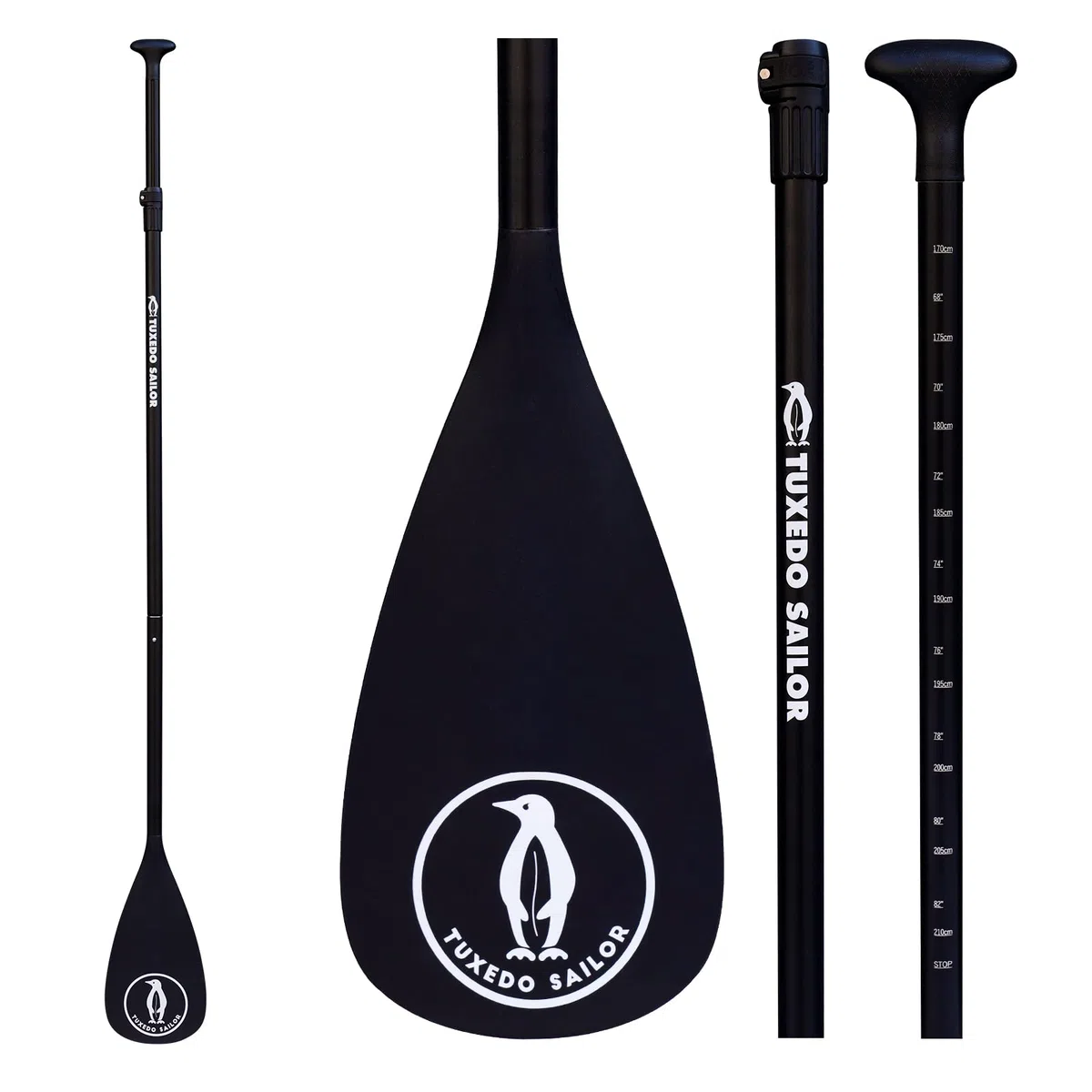 Tuxedo Sailor Sup Paddles - Adjustable Stand Up Paddle 3 Piece or 4 Piece Floating Alloy Portable Paddle Board Paddles - Lightweight & Floating oars - Durable and Packable - Efficient Padding
