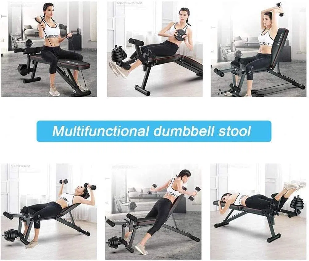 Banco De Musculacion Multifunción, Ajustables Banco Musculacion Plegable Inclinación con Curler Piernas, para Entrenamiento Cuerpo Completo, para Gimnasio casa Este producto no incluye mancuernas