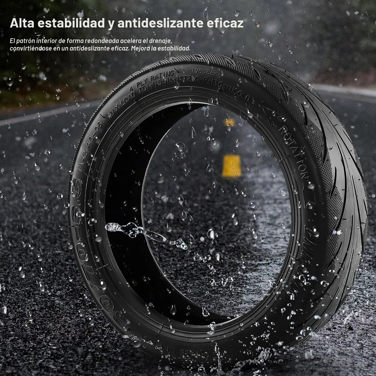 60/70-6.5 Ruedas de Caucho Autorreparables para Ninebot Max G30 Patinete Eléctrico, Neumático de Vacío con Válvula, 10 Pulgadas Tubeless Rueda con Resistente al Desgaste y Antiperforación