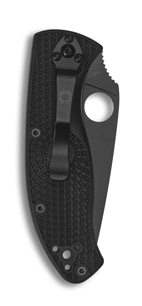 Spyderco - Tenacious, hoja negra - Mango: FRN negro_Filo: Liso