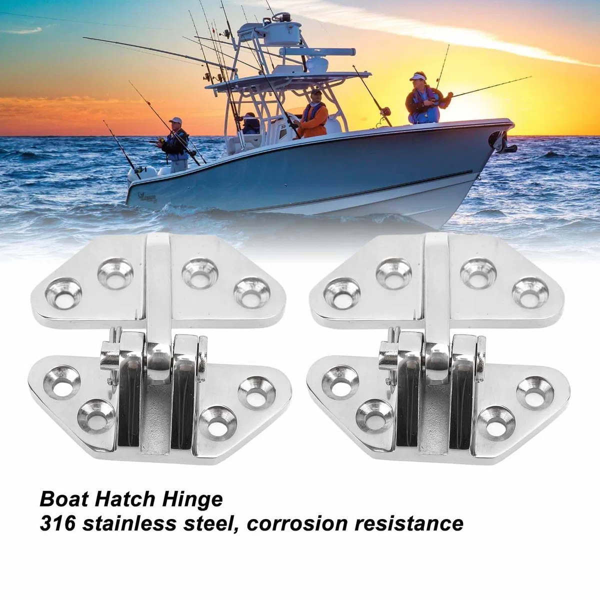 Bisagras para Escotilla de Barco, 4 Piezas Bisagras para Puerta de Barco Reemplazo de Bisagra de Escotilla de Acero Inoxidable para Yate Inflable de Barco Marino, 2.8 X 2.6