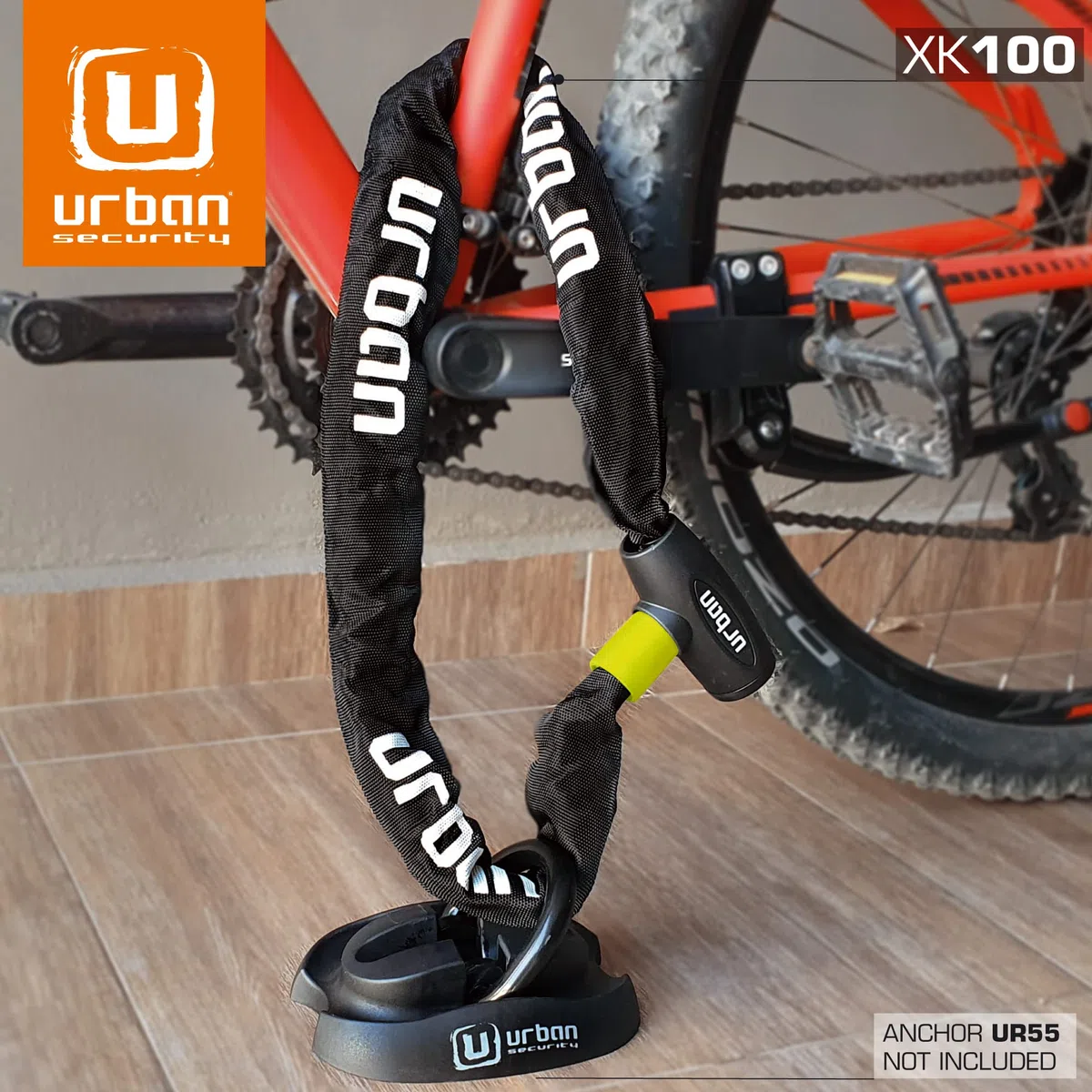 URBAN XK170 Candado Bicicleta Antirrobo, Cadena 170cm de ø8mm Acero Endurecido Cerradura Alta Seguridad, Más Longitud Más Opciones Fijación, Antirasguños, Antirobo Versátil para Bici, Moto o Scooter