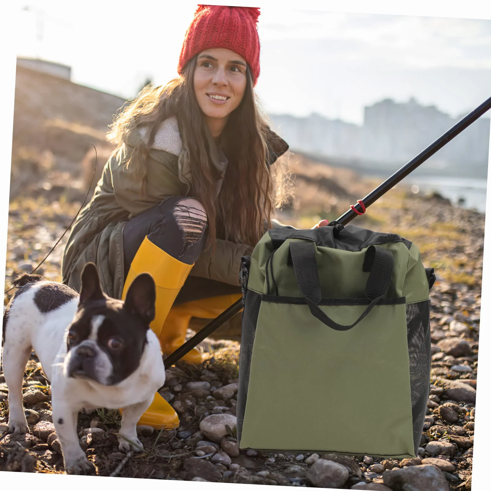 HEMOTON Bolsa para Botas de Pesca de Oxford Correas Ajustables, Contenedor para Guardar y Transportar Botas de Pesca al Aire Libre Ventilación y Protección